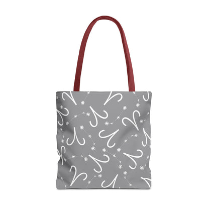 Tote Bag, Aries Zodiac Sign, AOP, (Grey, White)