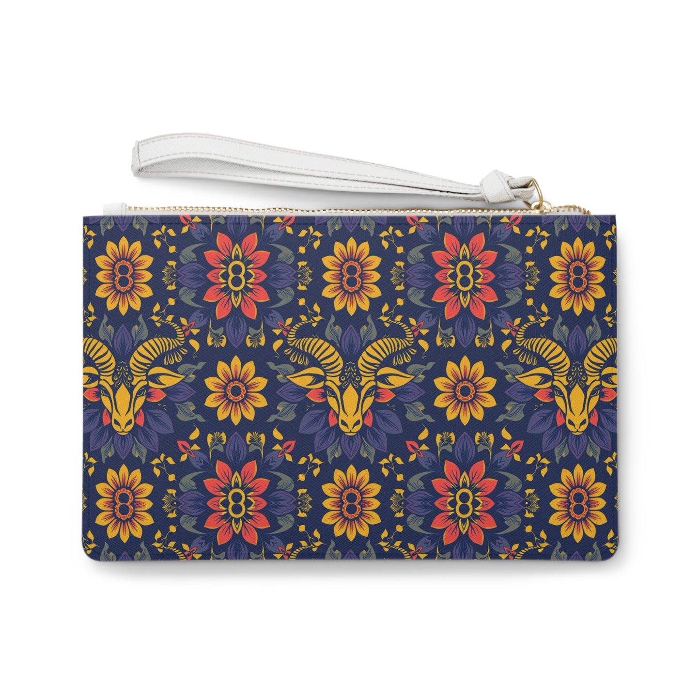 Clutch Bag, Taurus, Zodiac v1, Flower Pattern