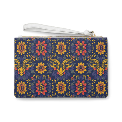 Clutch Bag, Taurus, Zodiac v1, Flower Pattern