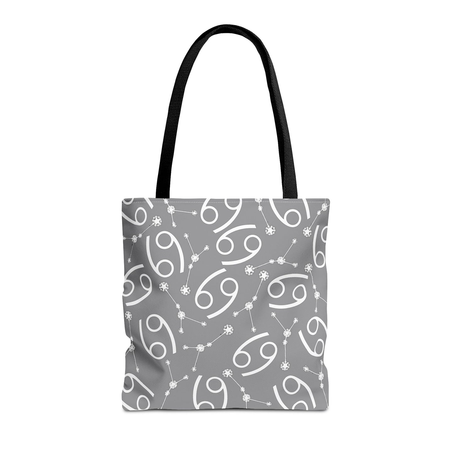Tote Bag, Cancer Zodiac Sign, AOP, (Grey, White)