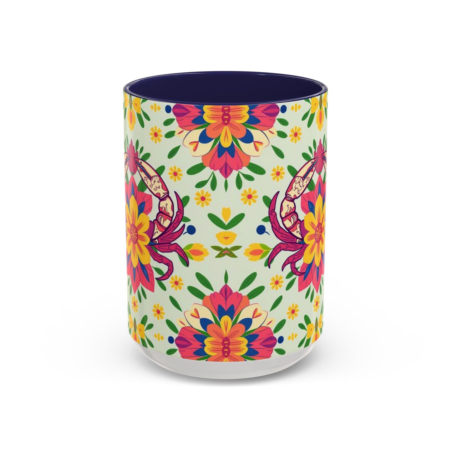 Accent Coffee Mug, Cancer, Zodiac v3, Flower Pattern, (11, 15oz)