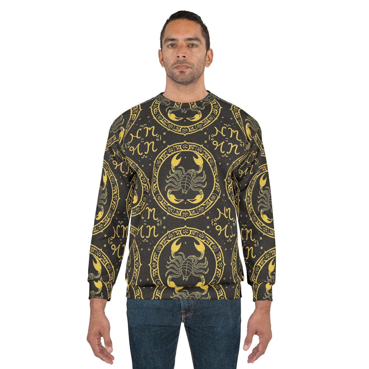 Unisex Sweatshirt, Zodiac Design, Pattern v1, Scorpio, AOP