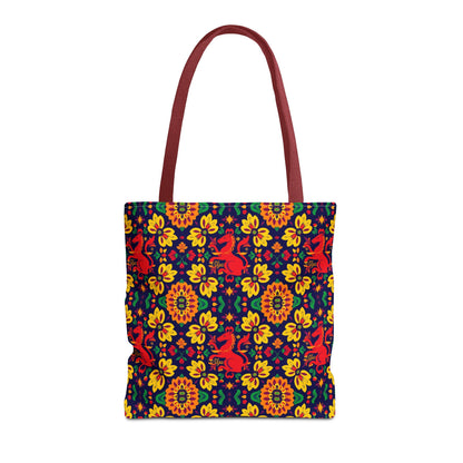 Tote Bag, (AOP), Virgo, Zodiac v4, Flower Pattern
