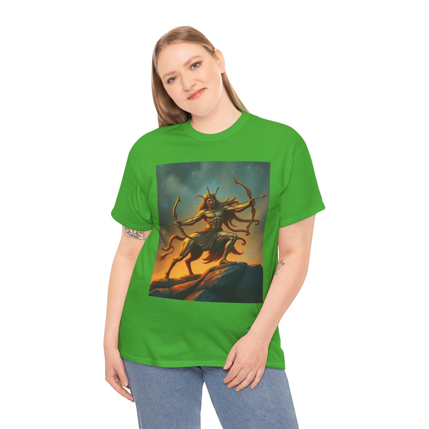 Unisex Heavy Cotton T-Shirt, Arrow Centaur, Sagittarius Zodiac Design