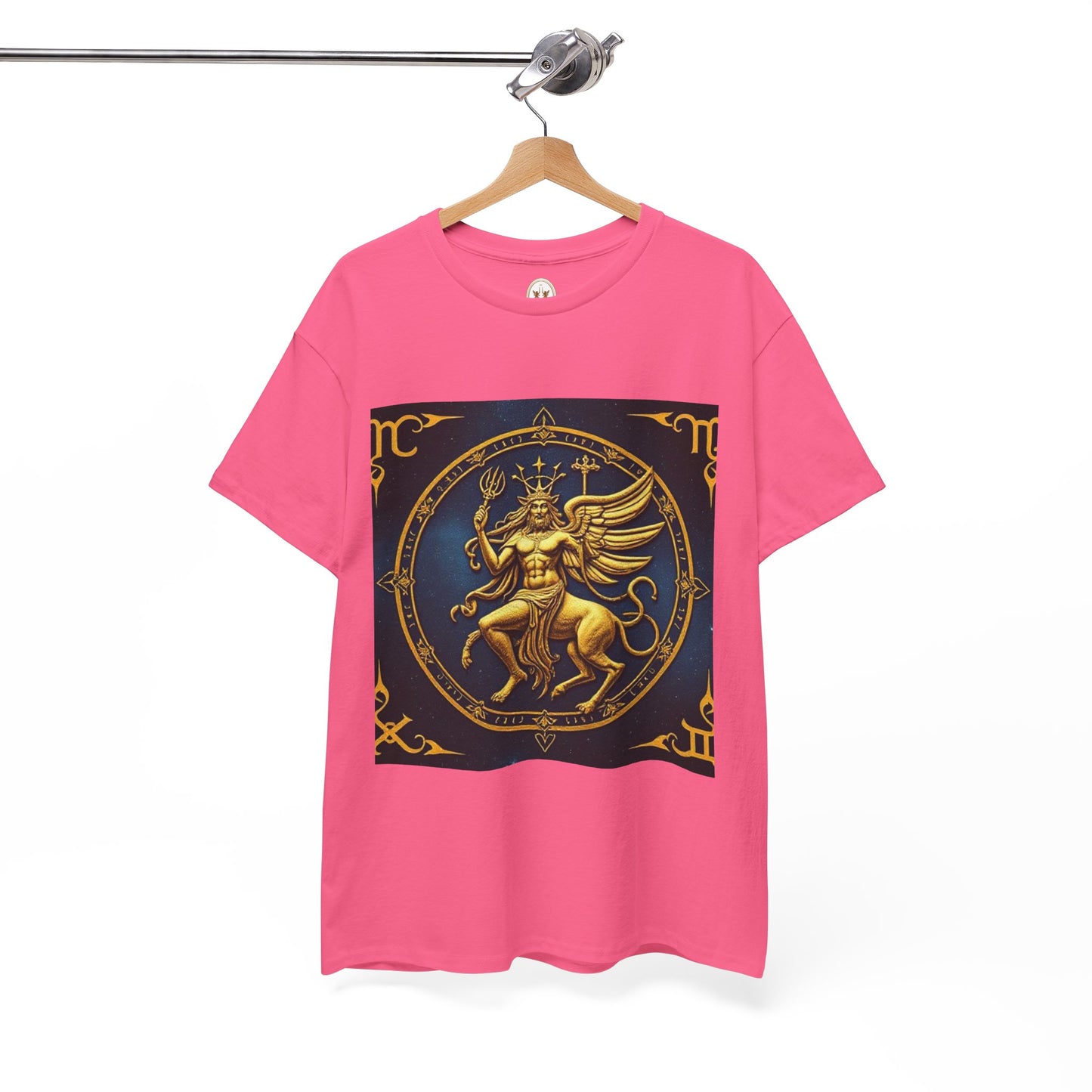 Unisex Heavy Cotton T-Shirt, Gold Angel, Symbol, Virgo Zodiac Design