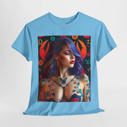 Unisex Heavy Cotton T-Shirt, Cancer, Zodiac, Sexy Art