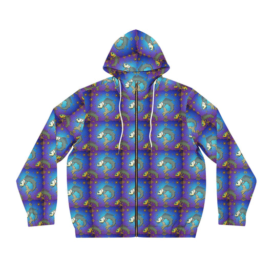 Full-Zip Hoodie (AOP), Pisces, Zodiac, Pattern