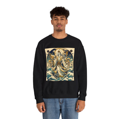 Unisex Heavy Blend™ Crewneck Sweatshirt, Anime Capricorn God,  Zodiac Design