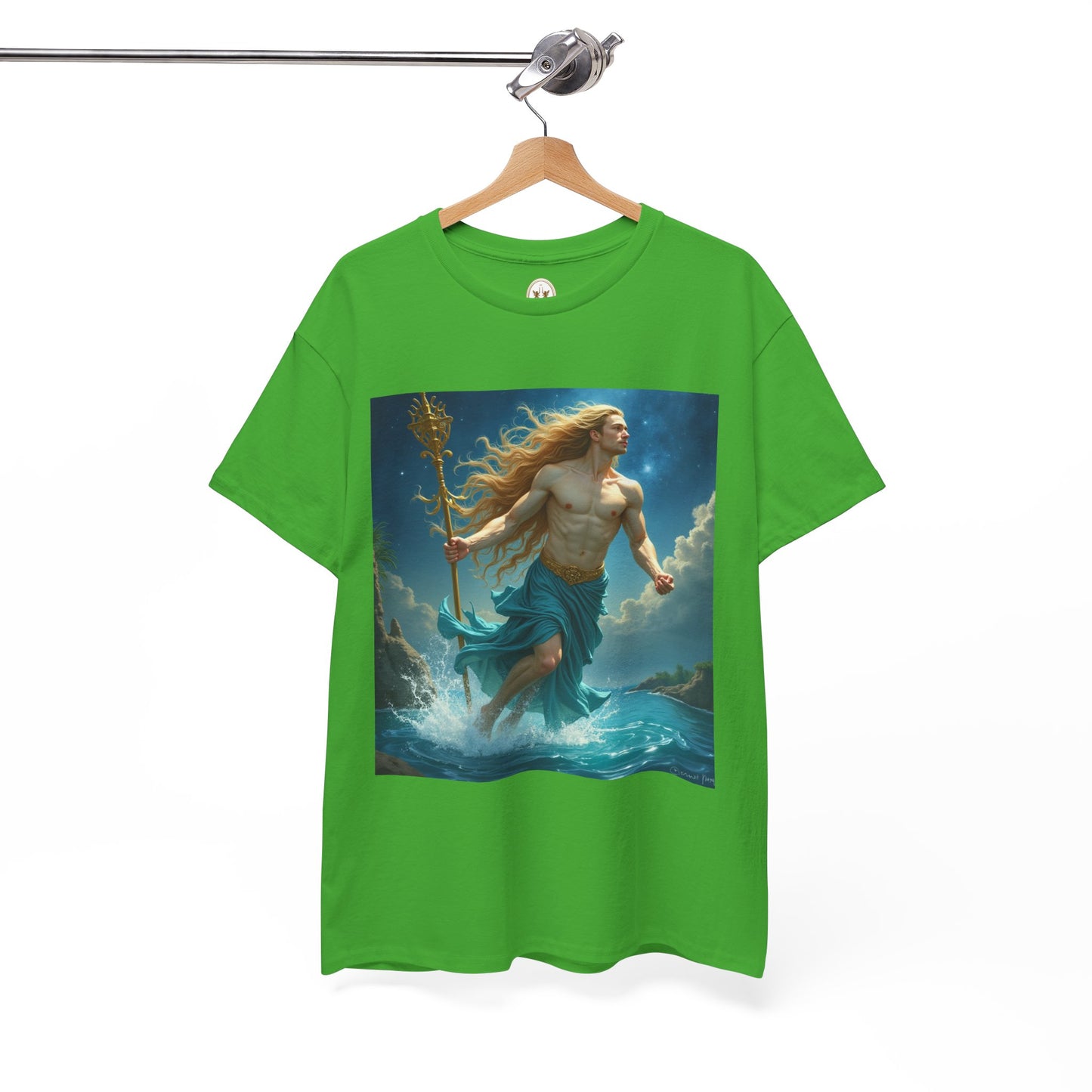 Unisex Heavy Cotton T-Shirt, Aquarius God 4v, Zodiac Design