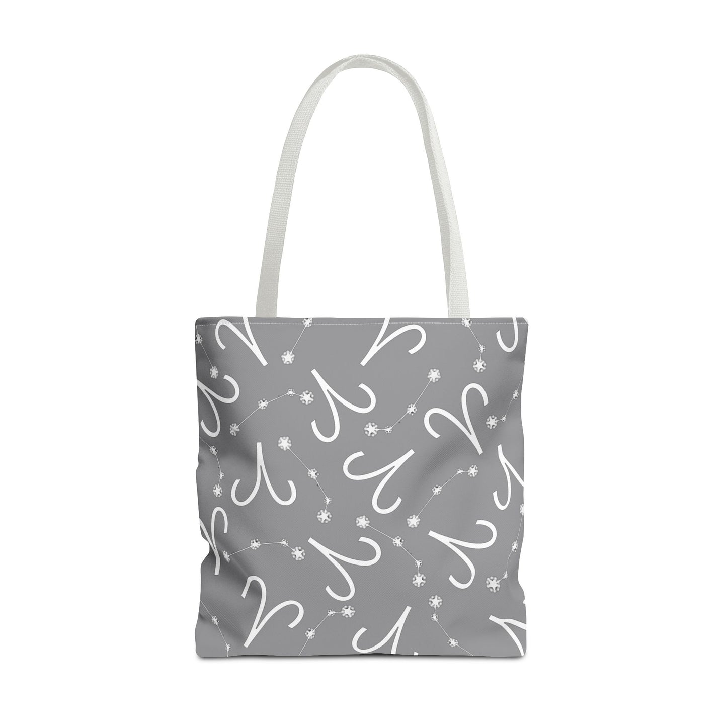 Tote Bag, Aries Zodiac Sign, AOP, (Grey, White)