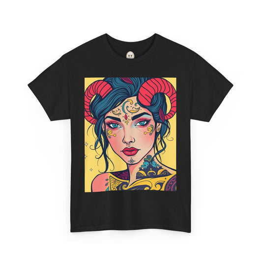 Unisex Heavy Cotton T-Shirt, Aries, Zodiac, Sexy Art