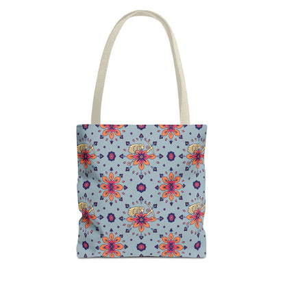 Tote Bag, (AOP), Sagittarius, Zodiac v1, Flower Pattern