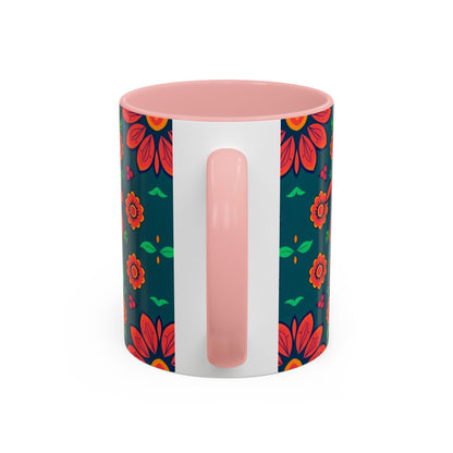 Accent Coffee Mug, Leo, Zodiac v1, Flower Pattern, (11, 15oz)