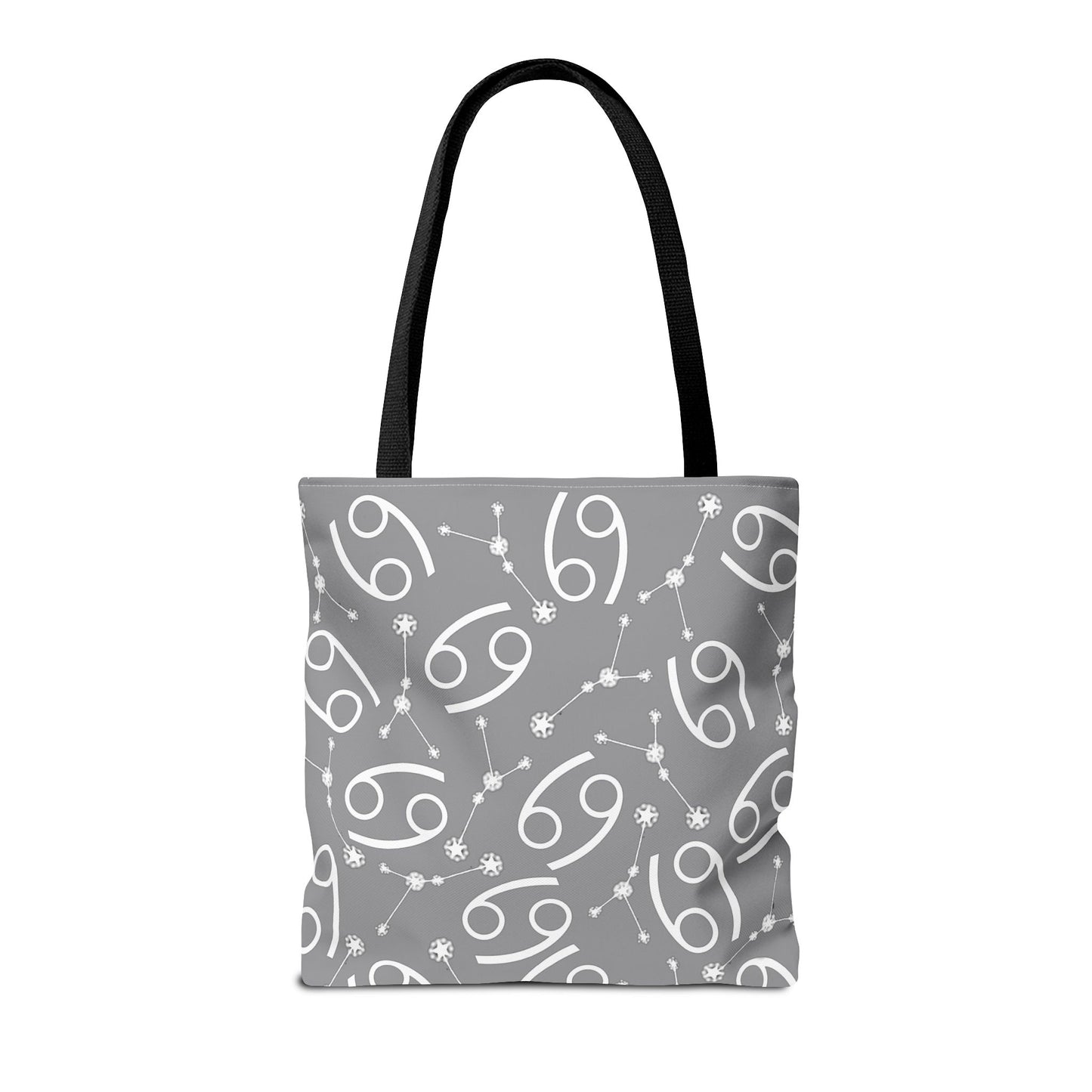 Tote Bag, Cancer Zodiac Sign, AOP, (Grey, White)