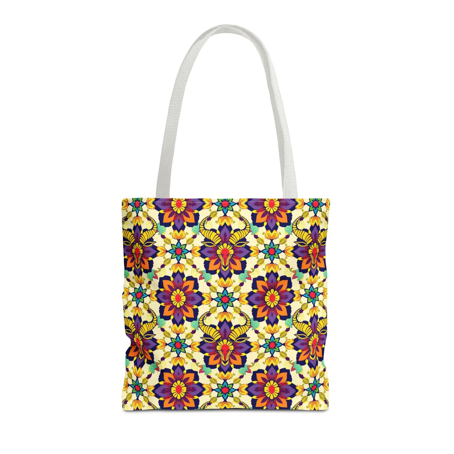 Tote Bag, (AOP), Taurus, Zodiac v5, Flower Pattern