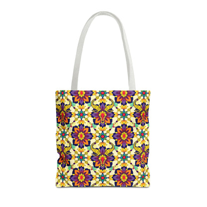 Tote Bag, (AOP), Taurus, Zodiac v5, Flower Pattern