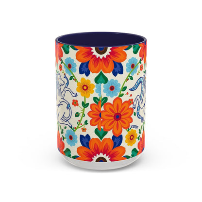 Accent Coffee Mug, Virgo, Zodiac v2. Flower Pattern, (11, 15oz)
