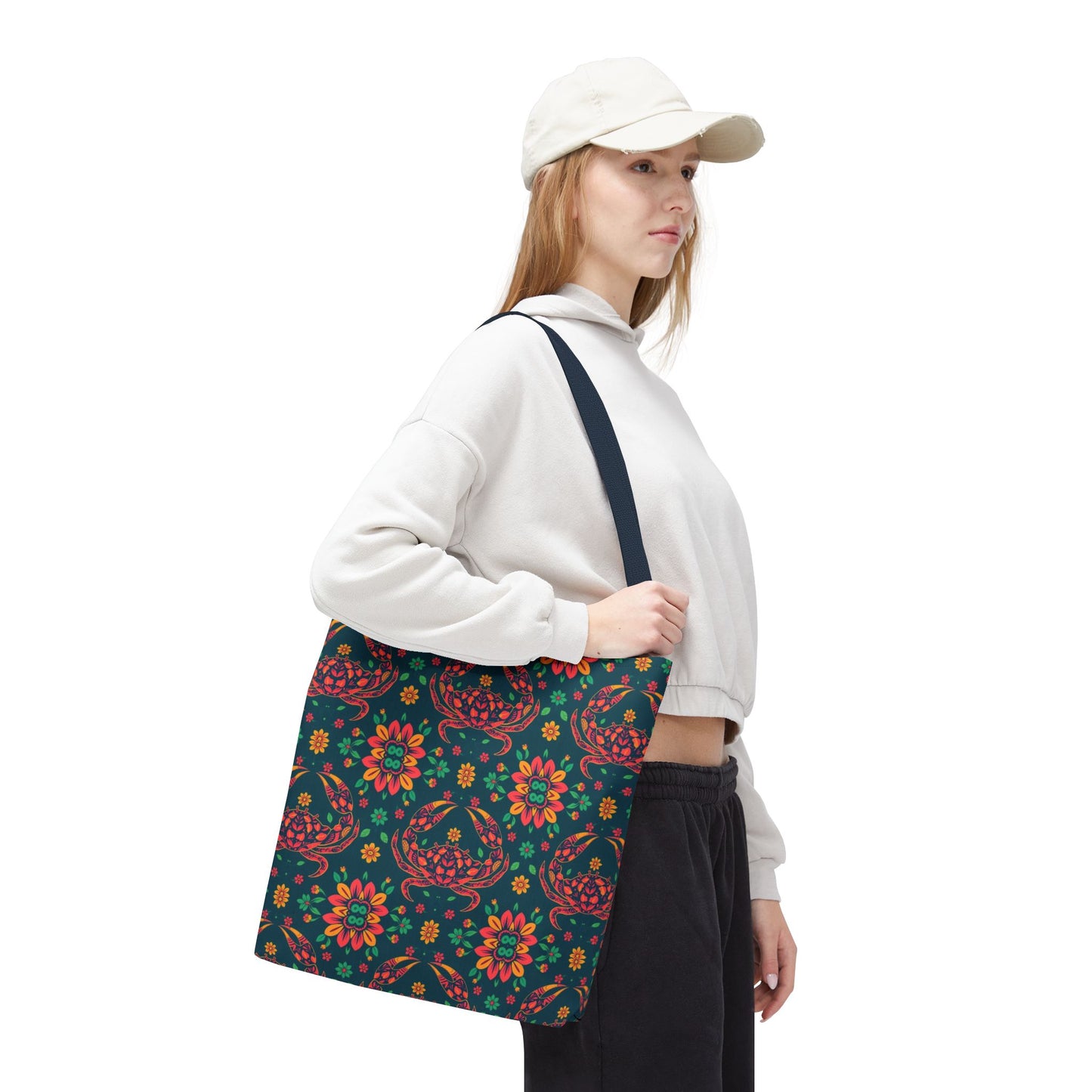 Tote Bag (AOP), Cancer, Zodiac v2, Flower Pattern