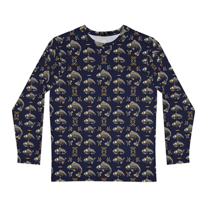 Men's Long Sleeve Shirt, (AOP), Pisces, Zodiac, Pattern
