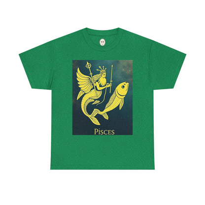 Unisex Heavy Cotton T-Shirt, Pisces Quuen v1, Zodiac Design