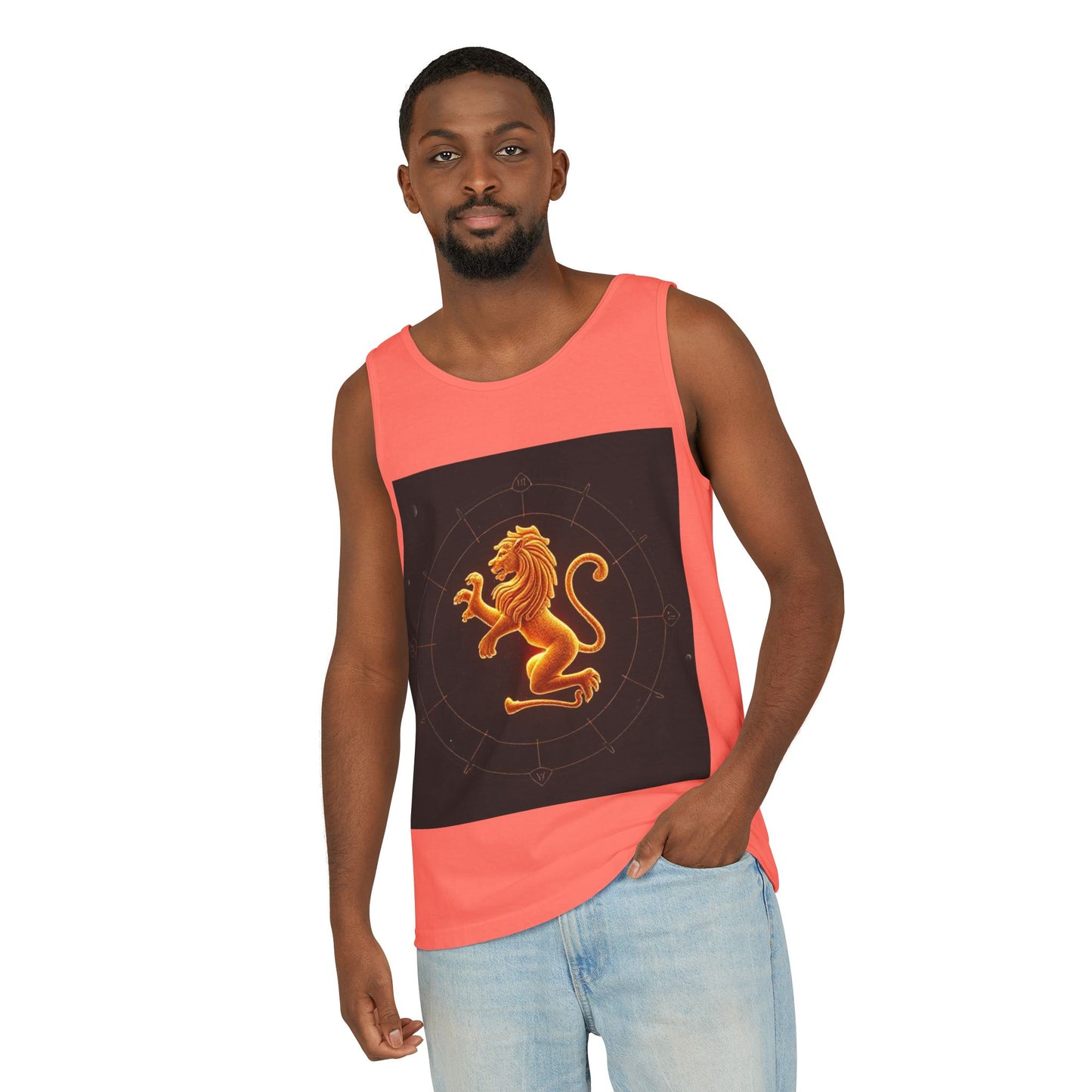 Unisex Garment-Dyed, Tank Top, Leo Design, Space Animal v1, 100% US cotton