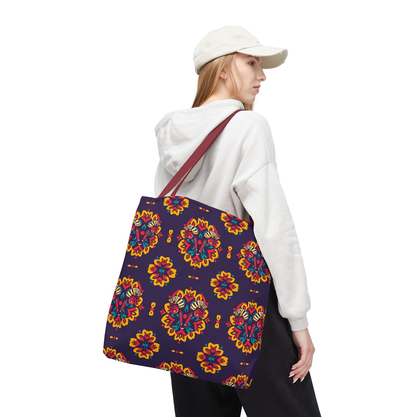Tote Bag, (AOP), Taurus, Zodiac v6, Flower Pattern