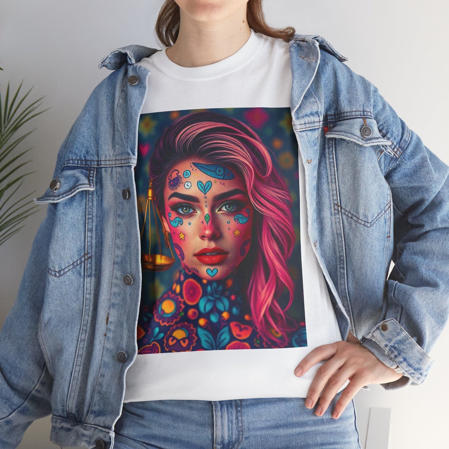 Unisex Heavy Cotton T-Shirt, Libra, Zodiac v2, Sexy Art