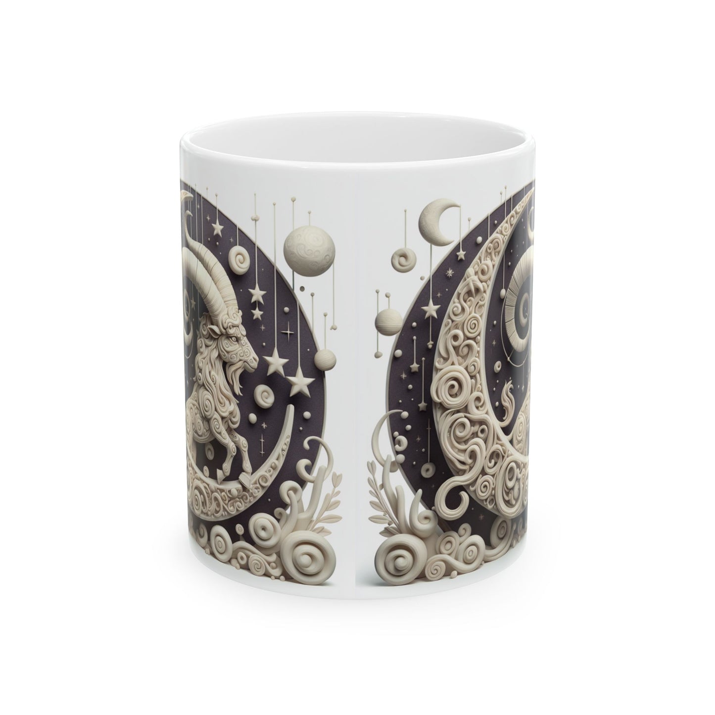 Ceramic Mug, (11oz, 15oz), Ceramic Coffee Mug, Stone & Stars, Capricorn Zodiac Design