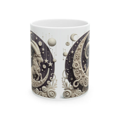 Ceramic Mug, (11oz, 15oz), Ceramic Coffee Mug, Stone & Stars, Capricorn Zodiac Design