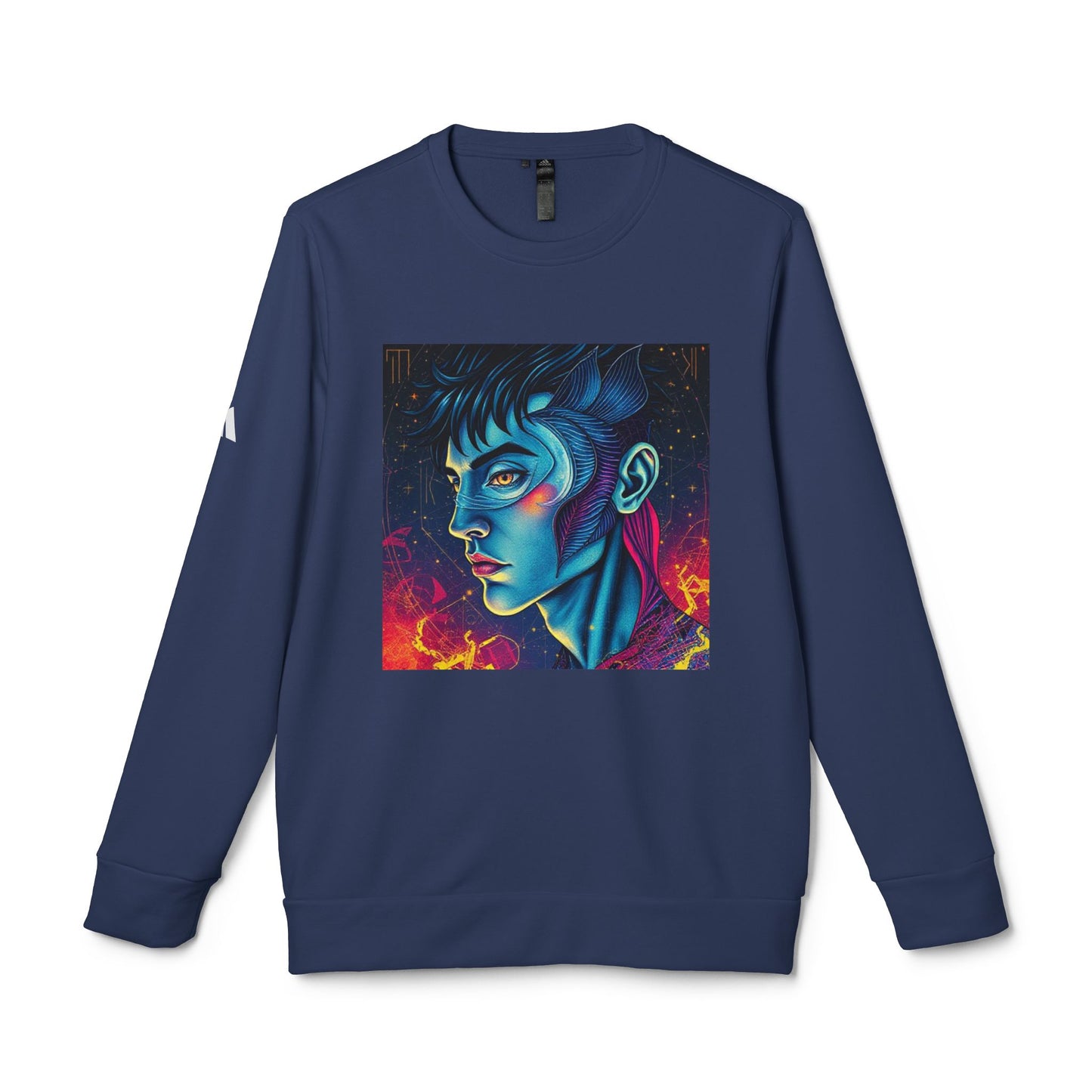 Adidas, Unisex Fleece Crewneck Sweatshirt, Pisces, Pop Art, Zodiac