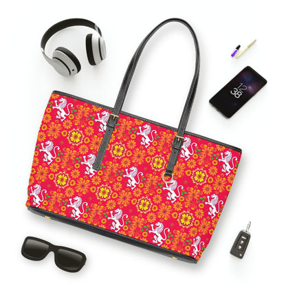 Leather Shoulder Bag, Leo, Zodiac, Flower Pattern