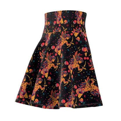 Women's Skater Skirt, (AOP), Sagittarius, Zodiac v2, Sexy Pattern