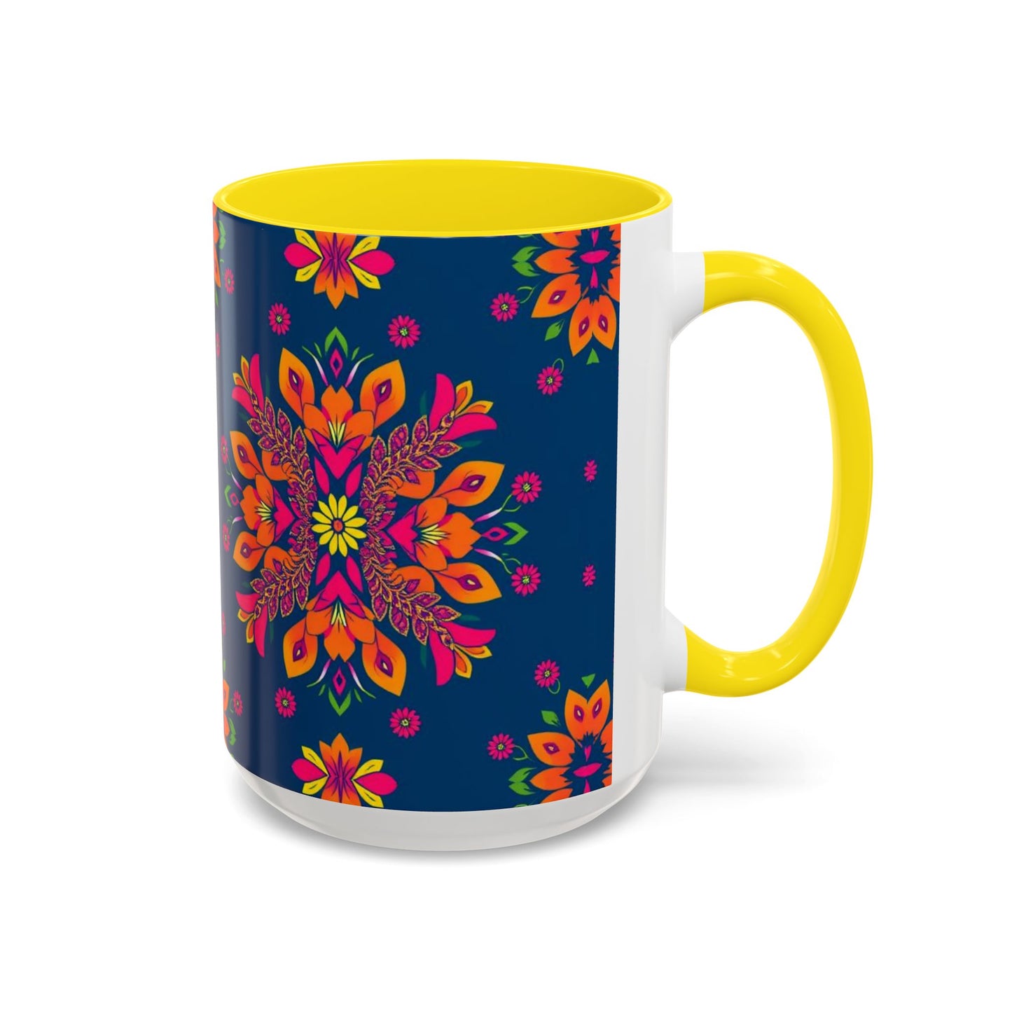 Accent Coffee Mug, Gemini, Zodiac v2, Flower Pattern, (11, 15oz)