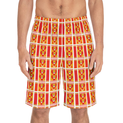 Men's Board Shorts, (AOP), Leo, Zodiac, Shape Pattern