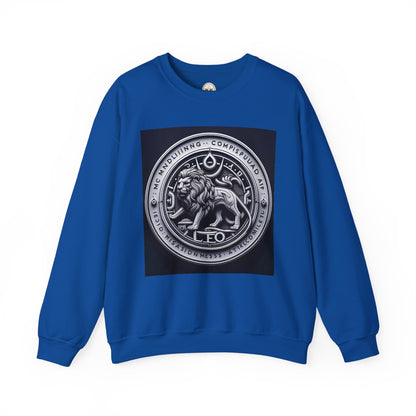Unisex Heavy Blend™ Crewneck Sweatshirt, Lion Coin, Leo Zodiac Design