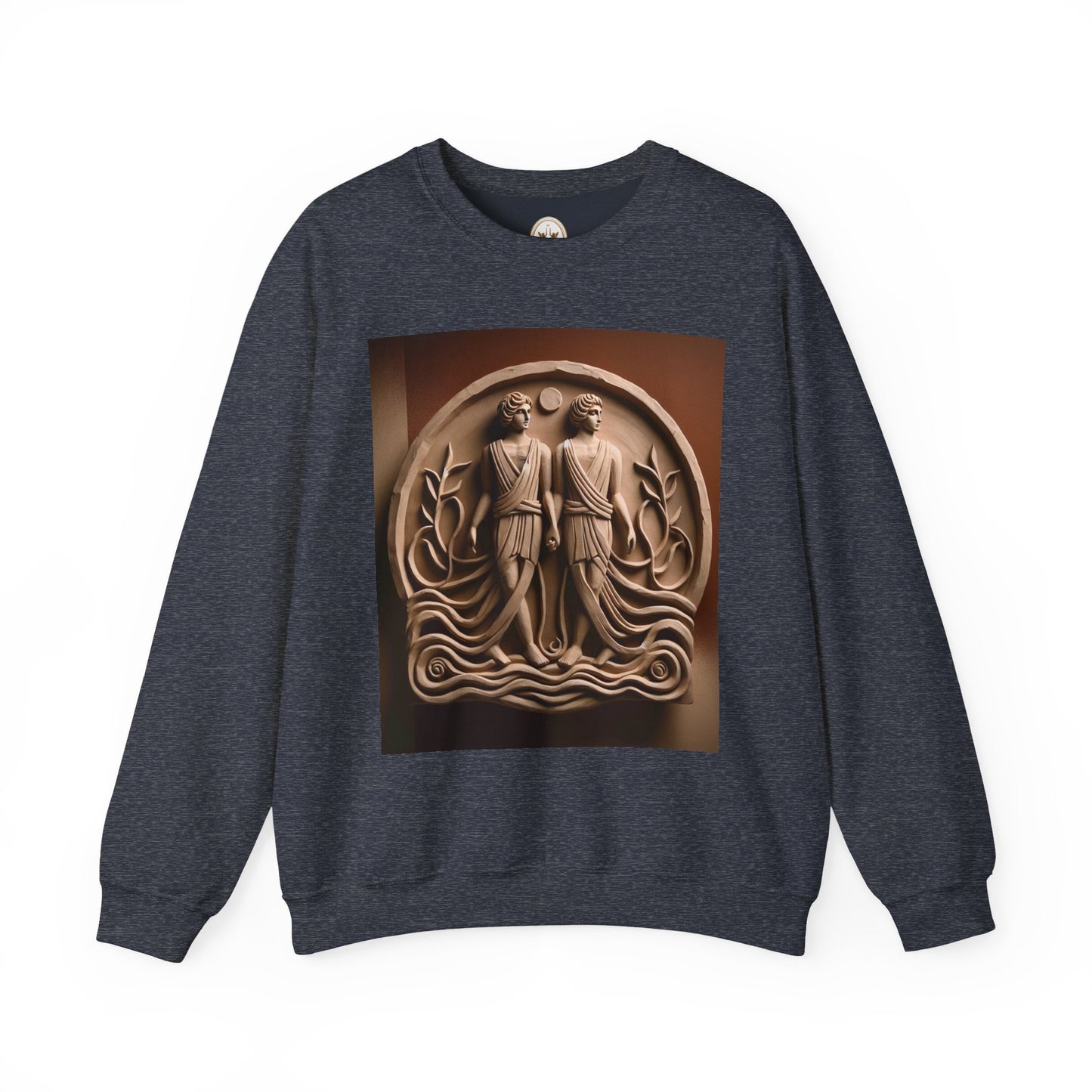 Unisex Heavy Blend™ Crewneck Sweatshirt, Stone Twins, Gemini Zodiac Design