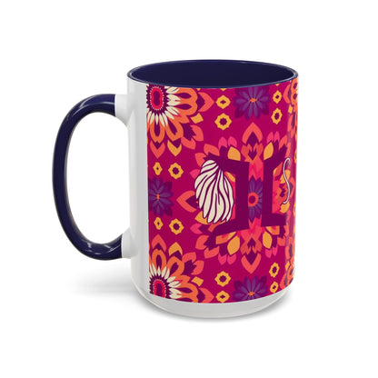 Accent Coffee Mug, Gemini, Zodiac v1, Flower Pattern, (11, 15oz)