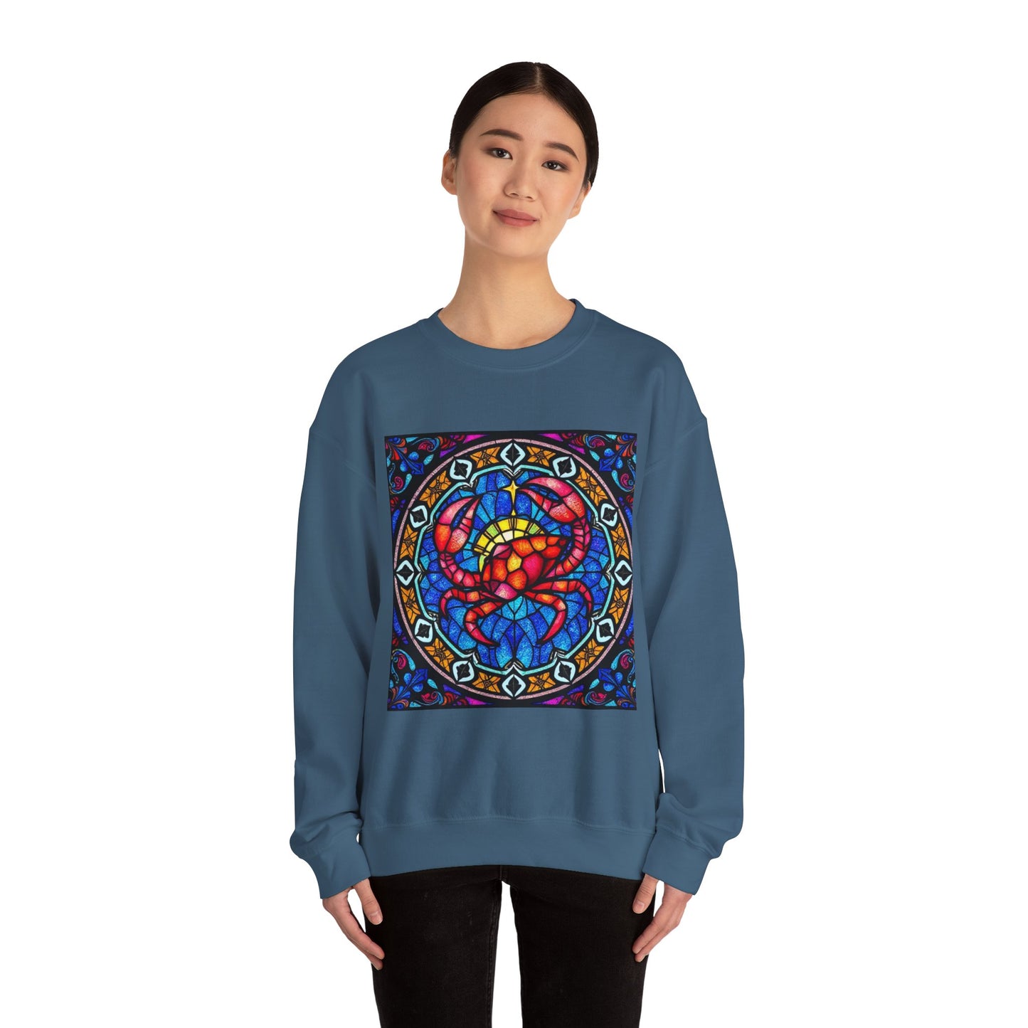 Unisex Heavy Blend™ Crewneck Sweatshirt, Glass 1, Cancer Zodiac Design
