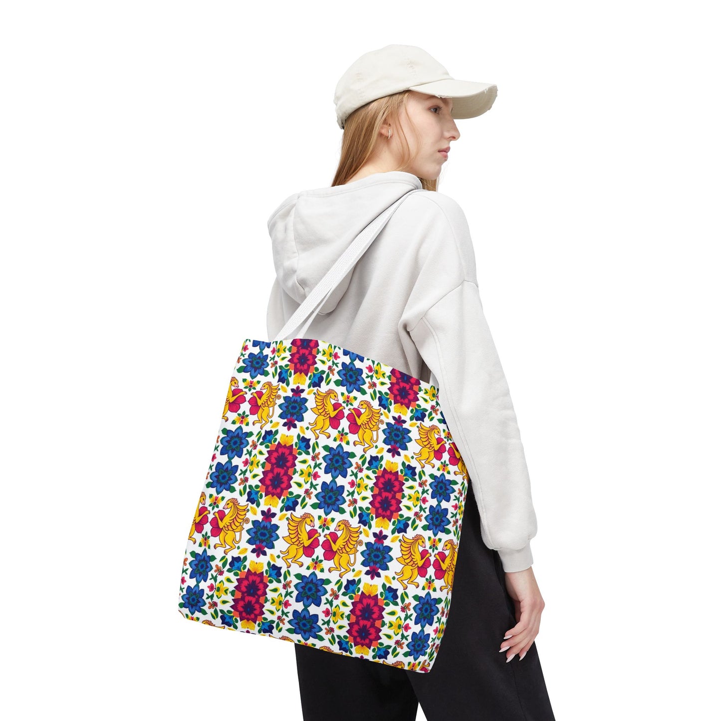 Tote Bag (AOP), Gemini, Zodiac, Flower Pattern
