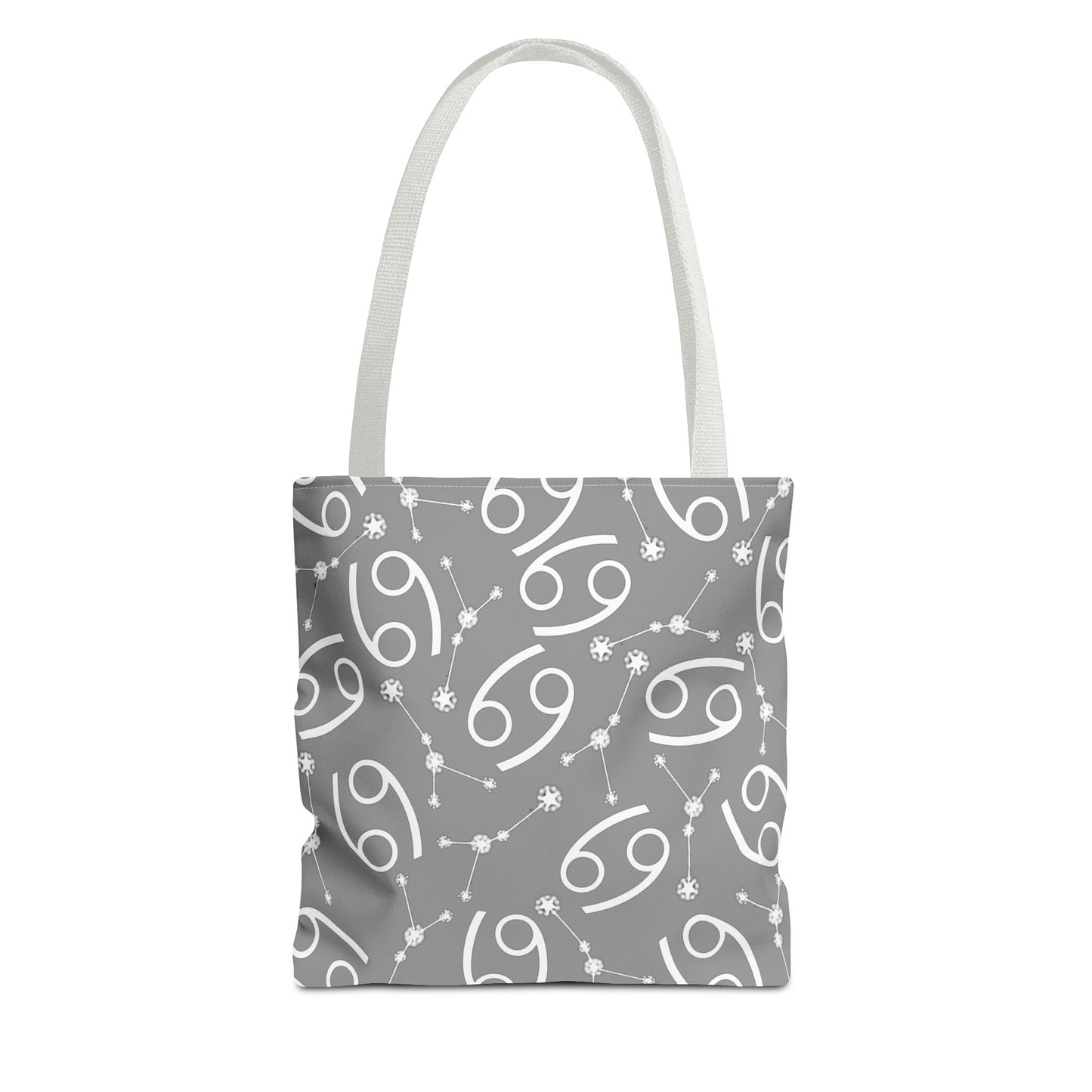 Tote Bag, Cancer Zodiac Sign, AOP, (Grey, White)
