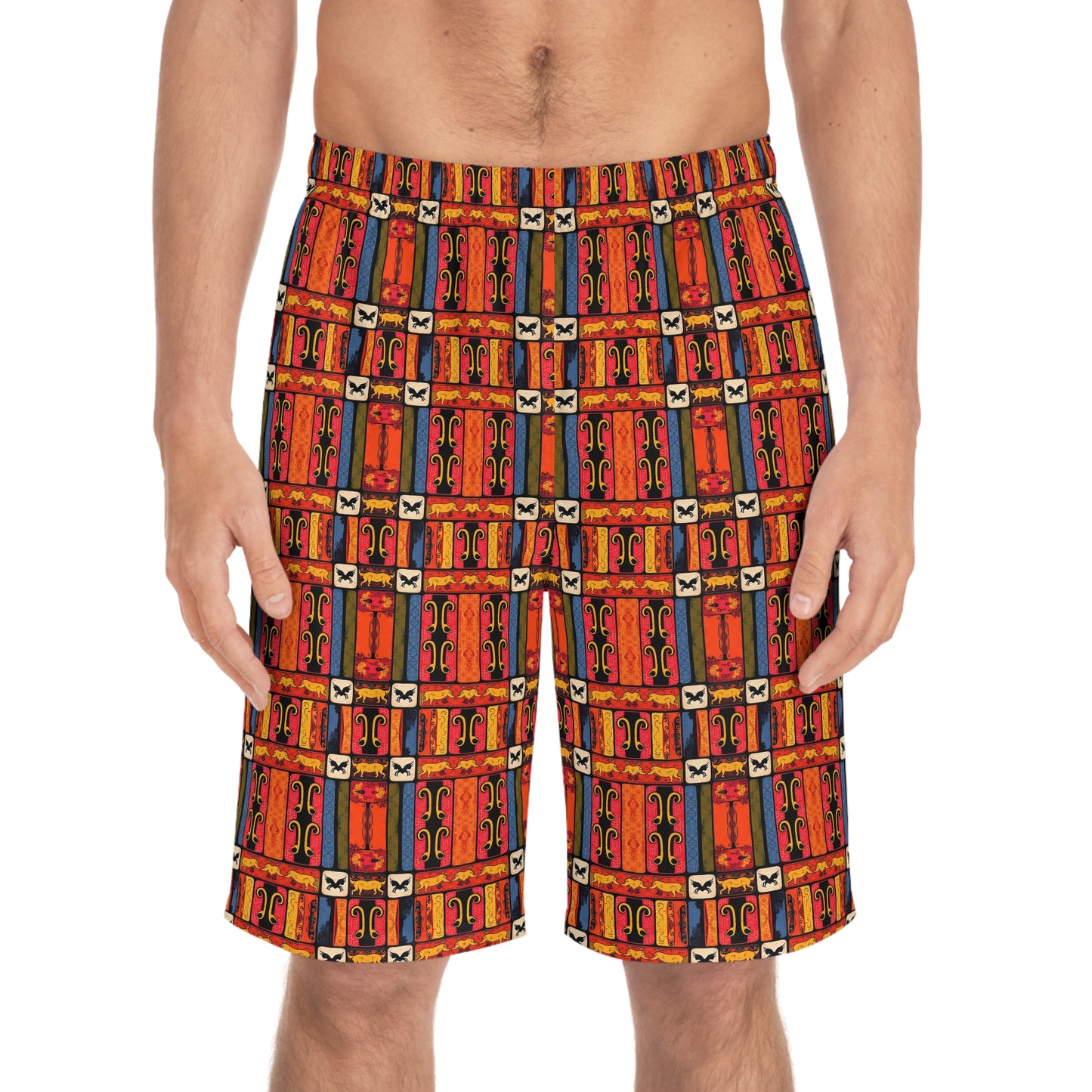 Men's Board Shorts, (AOP), Virgo, Zodiac v1, Shape Pattern