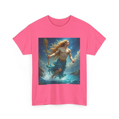 Unisex Heavy Cotton T-Shirt, Aquarius God 4v, Zodiac Design