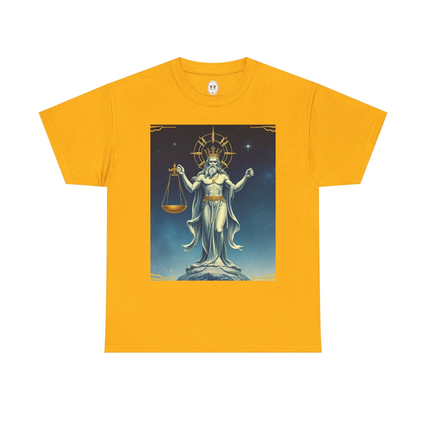 Unisex Heavy Cotton T-Shirt, Space, Libra God, Zodiac Design