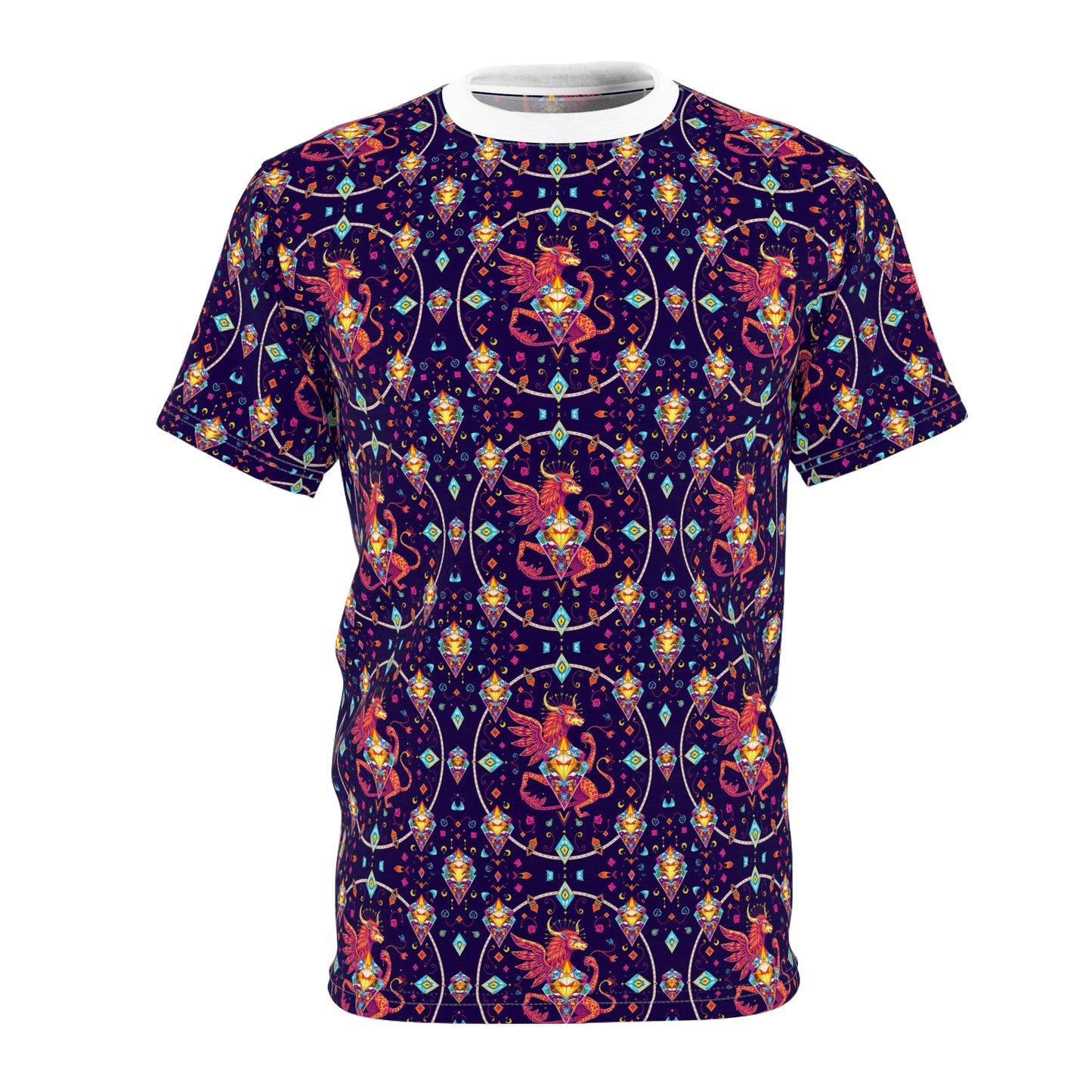 Unisex Cut & Sew T-Shirt, (AOP), Virgo, Zodiac v4, Jewels Pattern