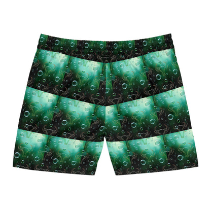 Men's Mid-Length Swim Shorts, (AOP), Taurus, Zodiac v4, Bubble Pattern