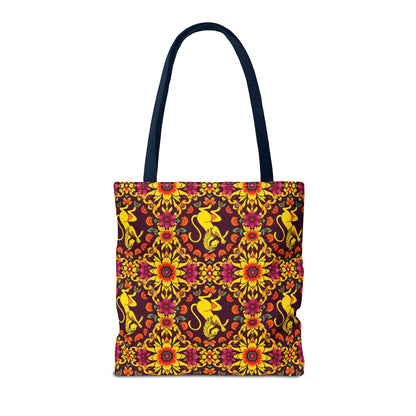 Tote Bag (AOP), Virgo, Zodiac v2, Flower Pattern