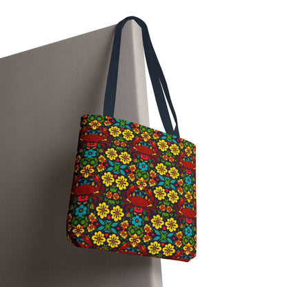 Tote Bag, (AOP), Cancer, Zodiac v4, Flower Pattern