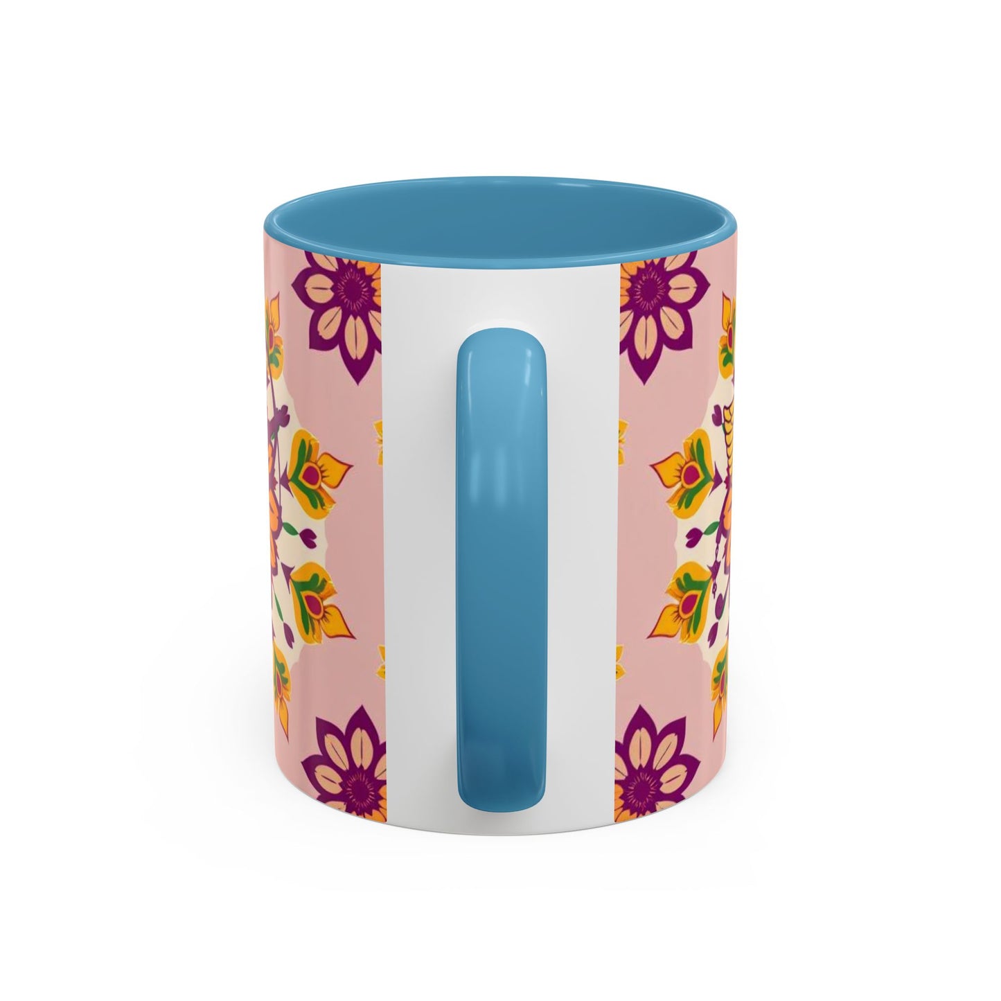 Accent Coffee Mug, Sagittarius, Zodiac v4. Flower Pattern, (11, 15oz)