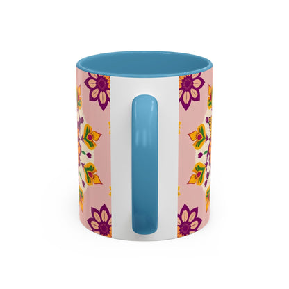 Accent Coffee Mug, Sagittarius, Zodiac v4. Flower Pattern, (11, 15oz)