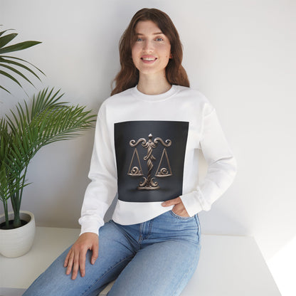 Unisex Heavy Blend™ Crewneck Sweatshirt, Brown Scale, Libra Zodiac Design